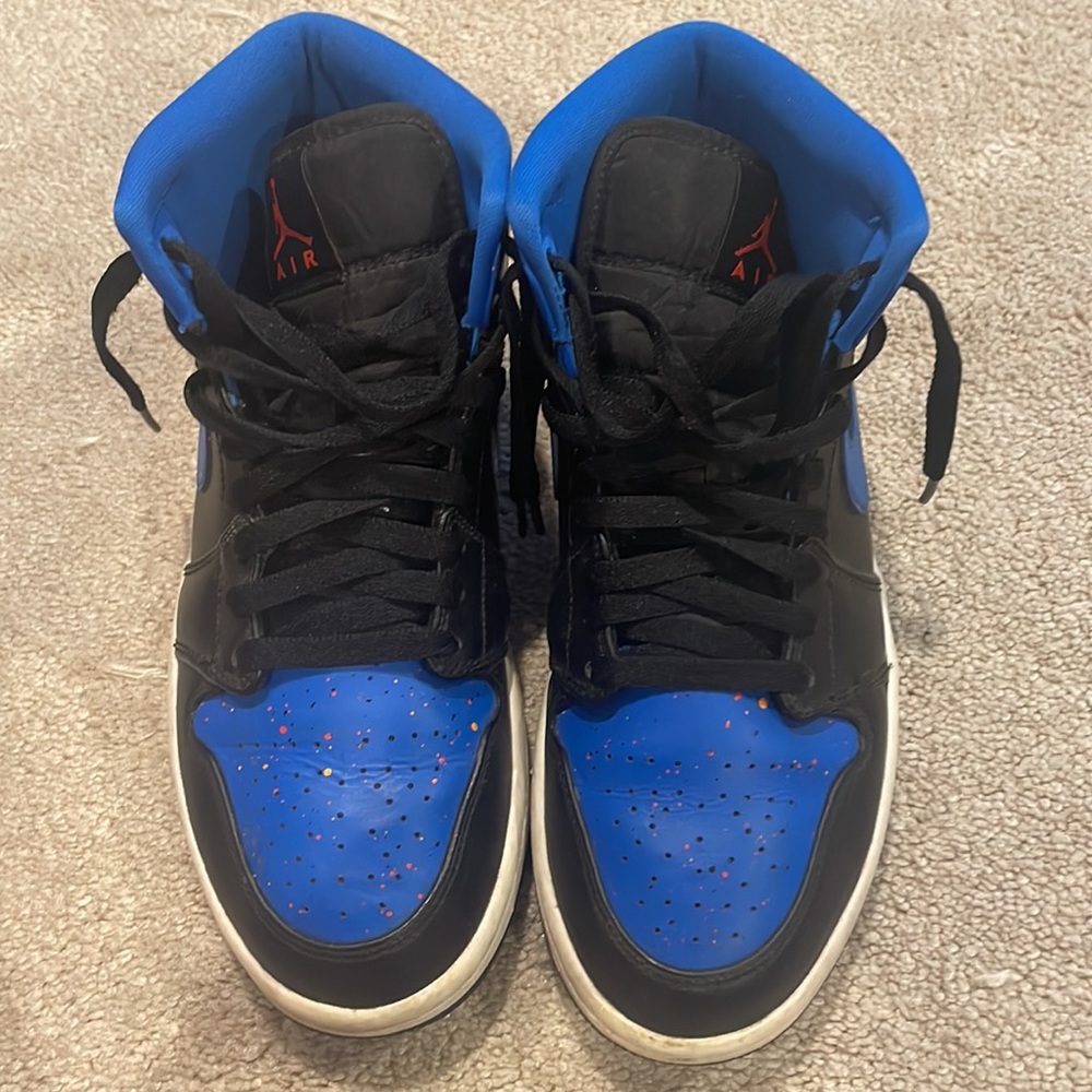 Nike Jordan 1 Mid Royal Paint Splatter Size 7.5